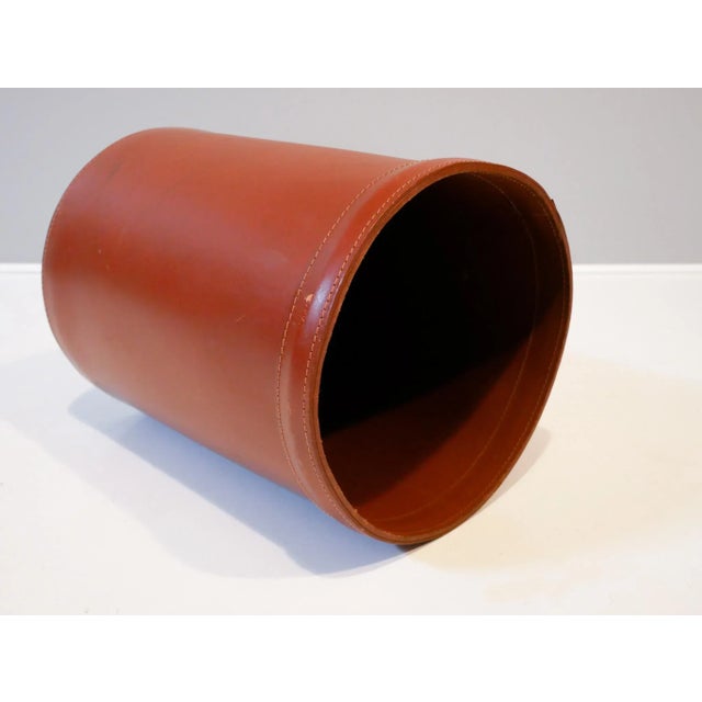 Swedish Leather Paper Basket, 1960s, in Good conditions. Designed 1950 to 1959