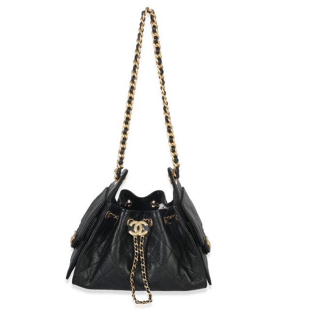 Black Black Quilted Caviar Mini Chanel 25 Hobo Handbag For Sale - Image 8 of 9