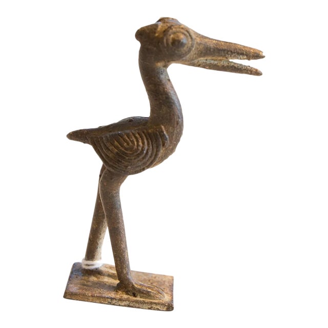 Vintage African Dark Bronze Stork For Sale