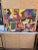 A true mid century 1950 or earlier abstract expressionist painting. Having dramatic non figural shape formations in...
