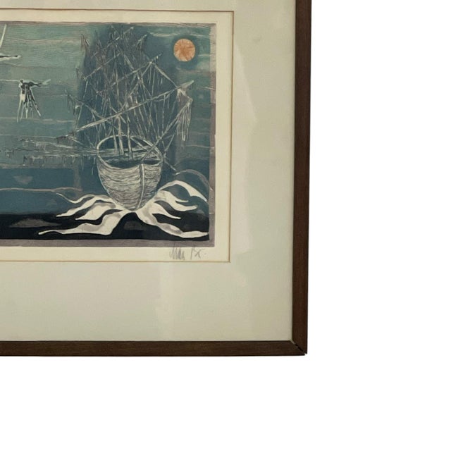 Vintage Mid-Century Modern Limited Edition Nautical Silkscreen Print, Signed, Edition 3 of 100, Framed.. For Sale In Seattle - Image 6 of 10