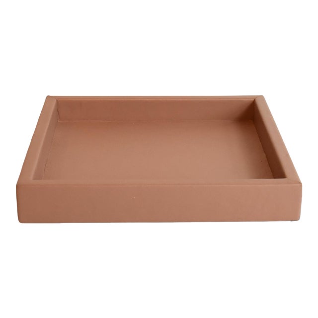 AURA Maddie Dusty Rose Coloured Leather Tray For Sale