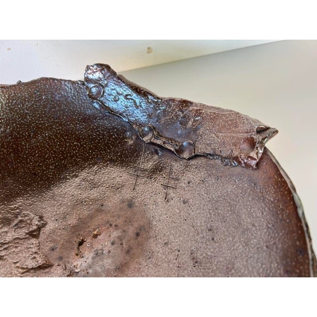 Vintage Brown Glazed Abstract Pottery Bowl For Sale In Miami - Image 6 of 13