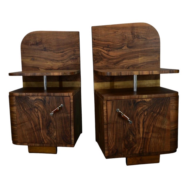 Art Deco Bedside Tables, Czechoslovakia, 1932s, Set of 2 For Sale
