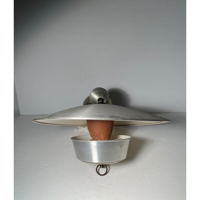 Mid-Century Modern Large Vintage Modern Aluminum Hanging Pull Light Pendant For Sale - Image 3 of 8