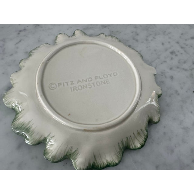 1980s Pair of Fitz & Floyd Porcelain Cabbage Leaf Appetizer Plates For Sale - Image 5 of 5