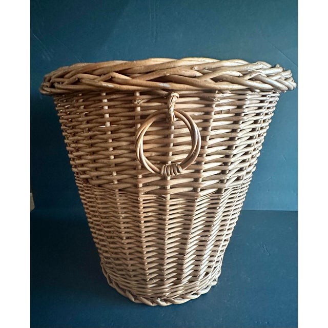 Mid-Century Modern Vintage Mid-Late 20th Century Wicker Wastebasket For Sale - Image 3 of 12