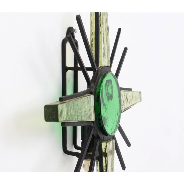 Metal Danish Metal and Glass Sunburst Wall Lamp, 1960s For Sale - Image 7 of 11