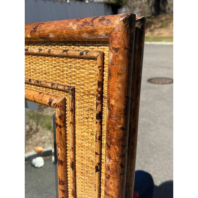 Large Bamboo and Rattan Beveled Mirror For Sale - Image 11 of 18
