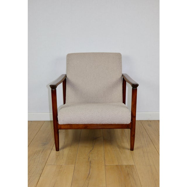 Beige Bouclé GFM-142 Chair attributed to Edmund Homa, 1970s For Sale - Image 6 of 12