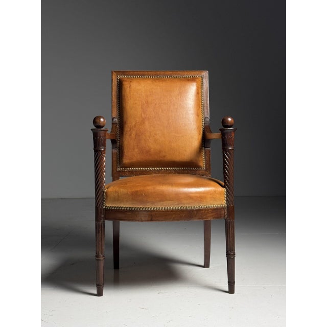 French Armchair in Leather, 19th Century For Sale - Image 4 of 18