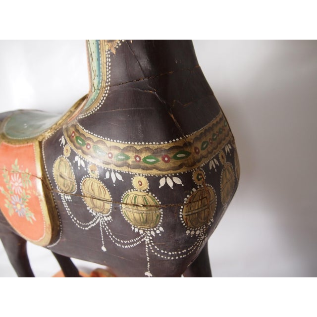Antique Painted Wood Temple Horse For Sale - Image 5 of 10