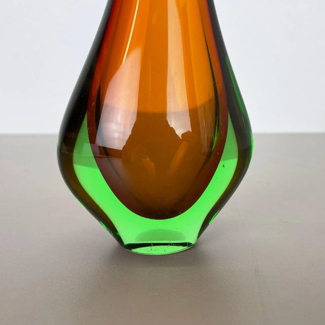 Lime Large Murano Glass Sommerso Single-Stem Vase from Flavio Poli, Italy, 160s For Sale - Image 8 of 18