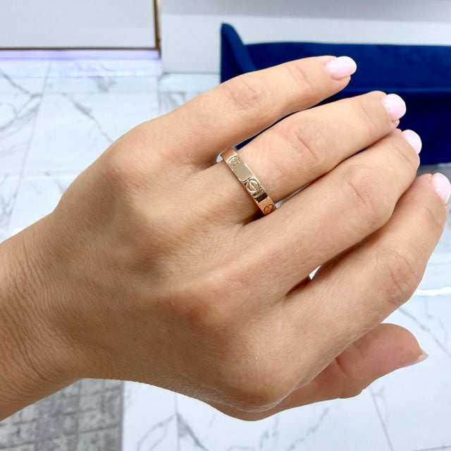 Rose Cartier 18k Rose Gold Small Love Wedding Band Ring, Size 6.75 For Sale - Image 8 of 8