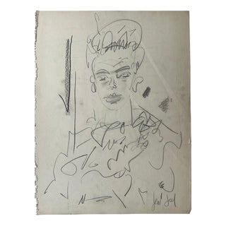 Gen Paul, Portrait, 1970s, Pencil Drawing For Sale