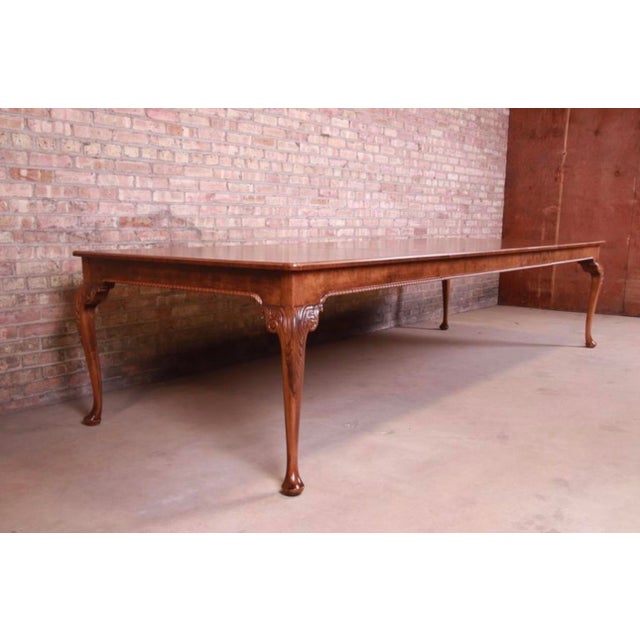 Queen Anne 1990s Baker Furniture Rare Queen Anne Walnut Dining Set For Sale - Image 3 of 9
