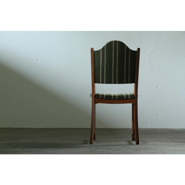 Vintage Baroque Slim Oak Dining Chairs with Upholstered Backs, 1960s, Set of 4 For Sale - Image 12 of 18