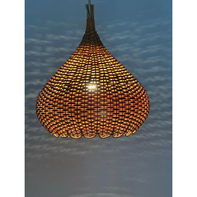 Mid-Century Modern Wicker Pendant Lamp, 1960s For Sale - Image 4 of 18