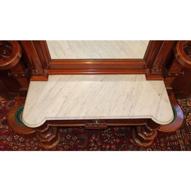 Wood 19th Century Victorian Walnut Pier Mirror Hall Tree Attributed to Thomas Brooks For Sale - Image 7 of 11