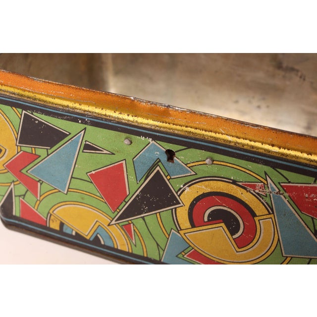 Art Deco Bauhaus Geometric Decorative Tin Box With Brass Handle For Sale - Image 13 of 18