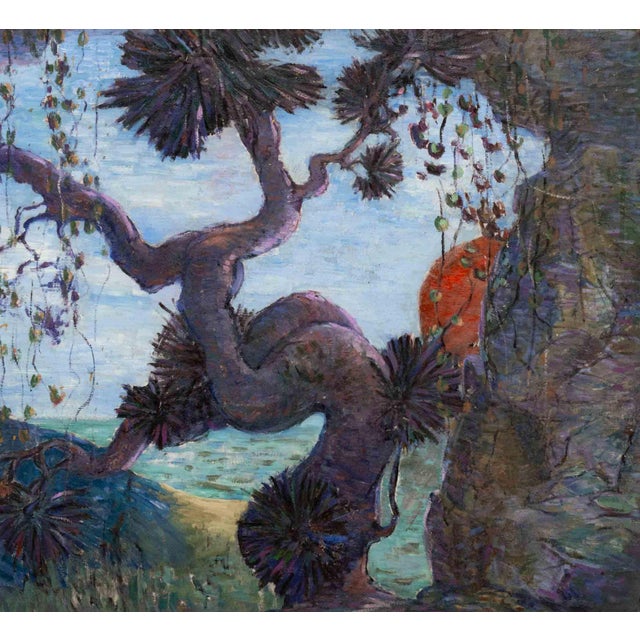 Mid 20th Century Impressionistic Coastal Landscape Oil on Panel For Sale - Image 5 of 8