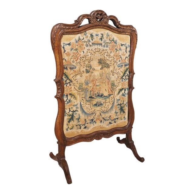 Period French Régence Firescreen With Needlepoint Inset, Circa 1720 For Sale