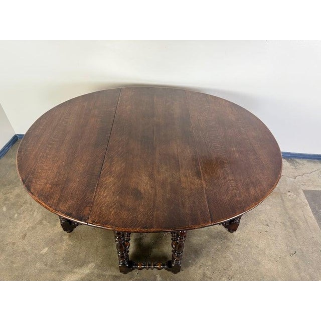 19th Century English Gate Leg Table, Dark-Stained Oak, Jacobean Style For Sale - Image 14 of 15