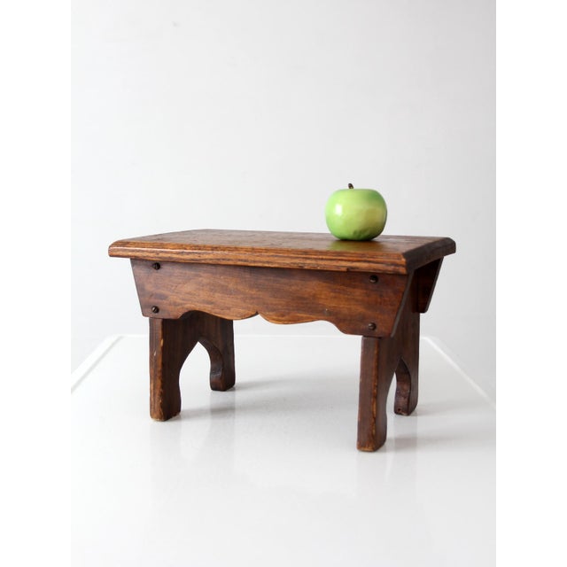 Antique Wooden Farmhouse Stool For Sale - Image 4 of 12