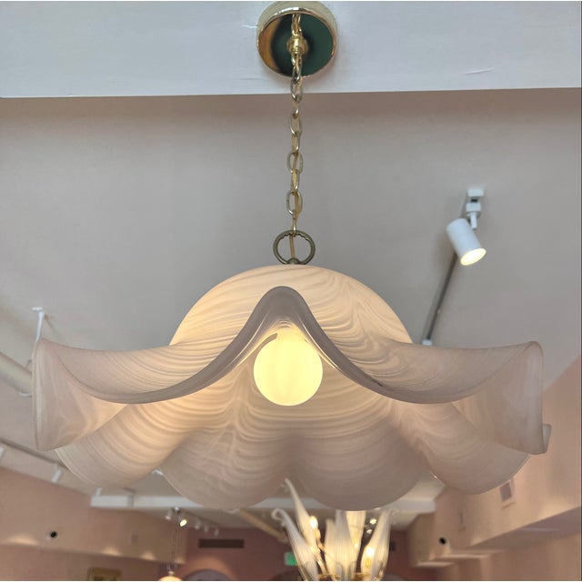 Vintage Murano Style Pink Swirl Pendant For Sale - Image 9 of 12