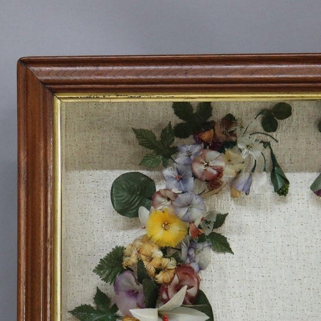 Antique Victorian Shadow Box With Floral Wreath For Sale - Image 4 of 11