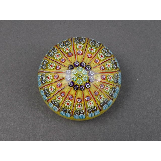 Mid 20th Century Perthshire Scotland Millefiori 16 Spoke Radial Twist Art Glass Paperweight For Sale - Image 4 of 6