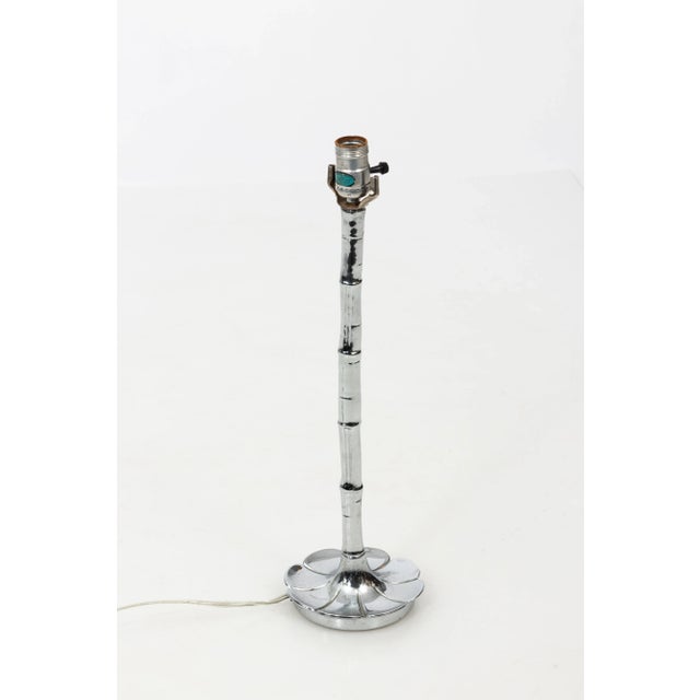 Faux Bamboo Chrome Lamp For Sale - Image 4 of 8