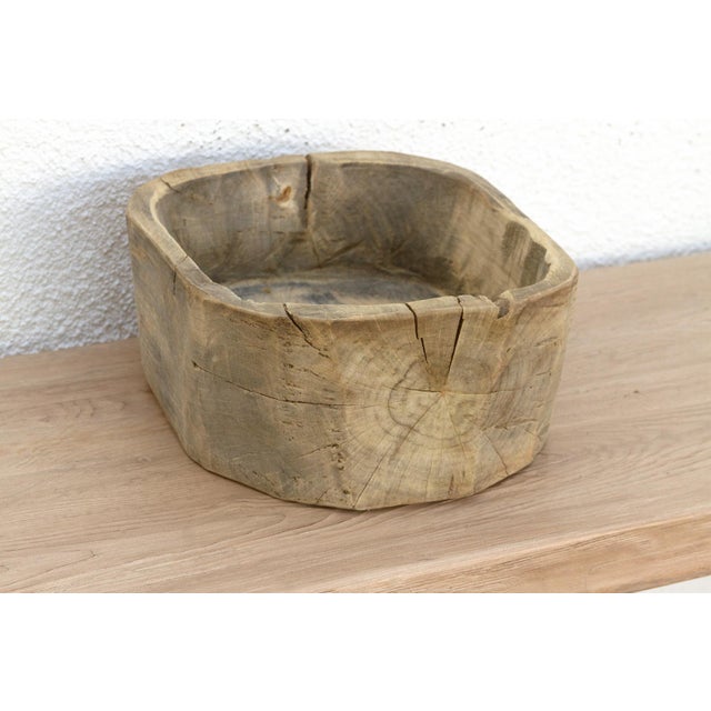 Asian Antique Antique Farmers Wood Basin Bowl For Sale - Image 3 of 7