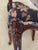 French Provincial 1970s Matching Upholstered Chairs (2). Hardwood Very Detailed. Black Background, Multicolor Floral Print. For Sale - Image 3 of 8