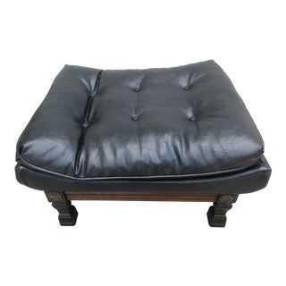 Large Mid-Century Tufted Vinyl Footstool For Sale