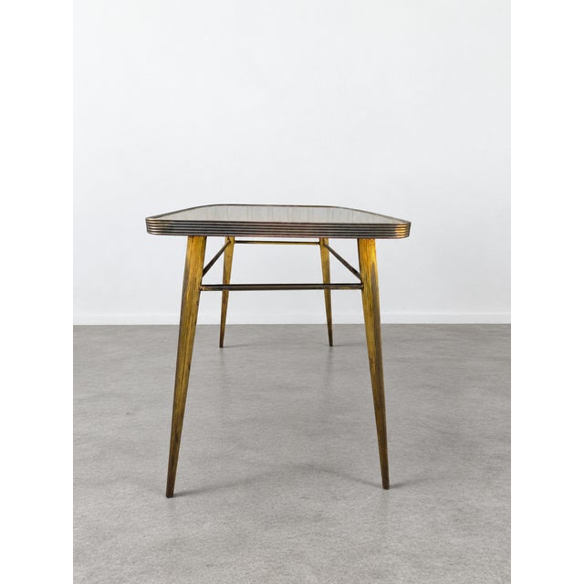 Gold Vintage Coffee Table in Brass and Glass, Italy, 1950s For Sale - Image 8 of 11