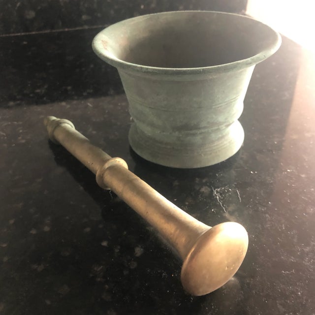 Antique Brass Apothecary Mortar and Pestle For Sale - Image 4 of 4