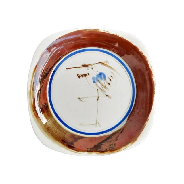 Cream 1970s Dansk Hand Painted Heron Japanese Stoneware Bowl Designed by Niels Refsgaard For Sale - Image 8 of 8