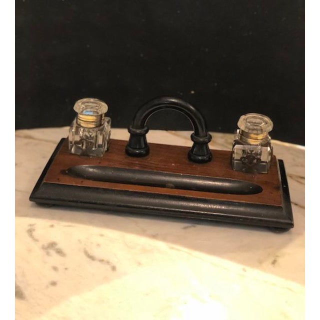 Antique Desk Set With 2 Ink Jars Chairish