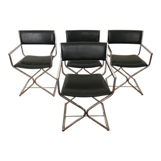 Vintage Mid-Century Chrome Directors Armchairs- Set of 4 For Sale