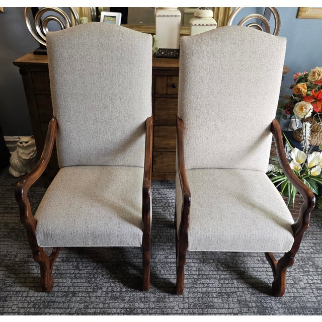 Wood 1970s Pair of French Louis XIV Style Upholstered Hardwood Chairs For Sale - Image 7 of 7