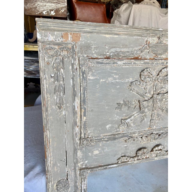 Early 20th Century French Louis XVI Wood Patinated Trumeau Mirror For Sale - Image 9 of 12