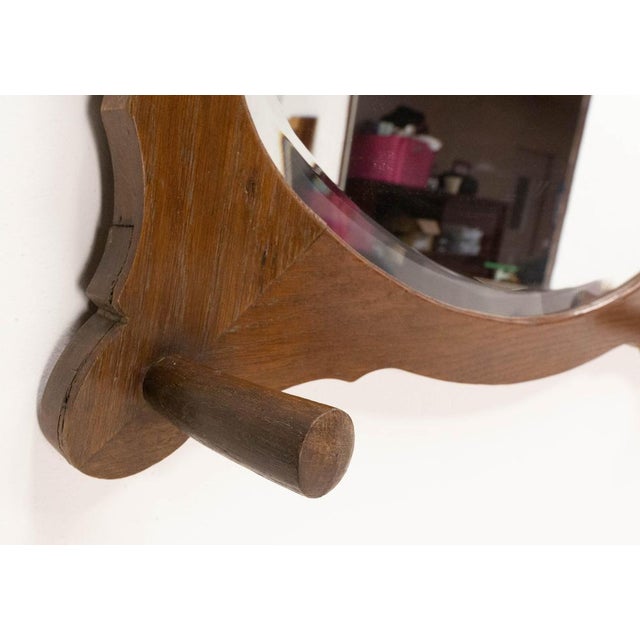 Vintage French Coat Rack with Oval Beveled Mirror, 1920s For Sale - Image 4 of 6