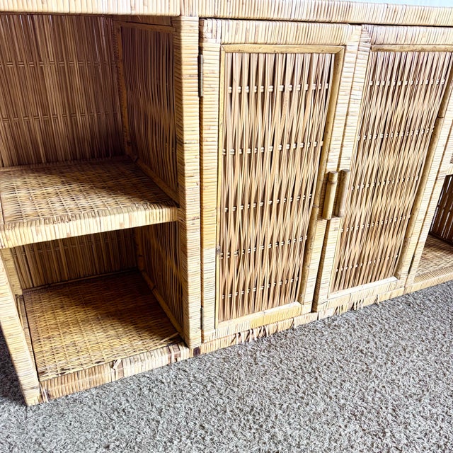 Vintage Boho Chic Wicker Credenza For Sale - Image 11 of 11