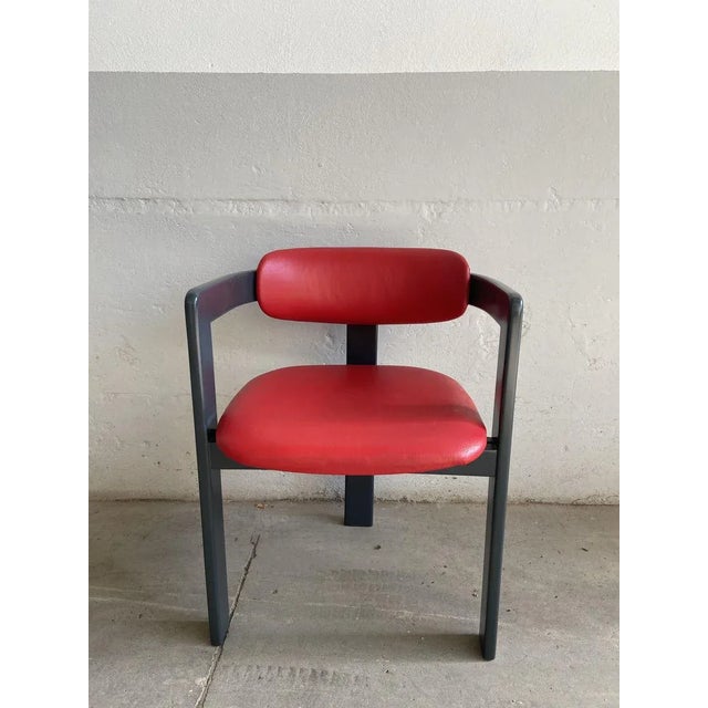 Mid-Century Modern Italian Faux Leather Chair in the style of Augusto Savini For Sale - Image 12 of 12