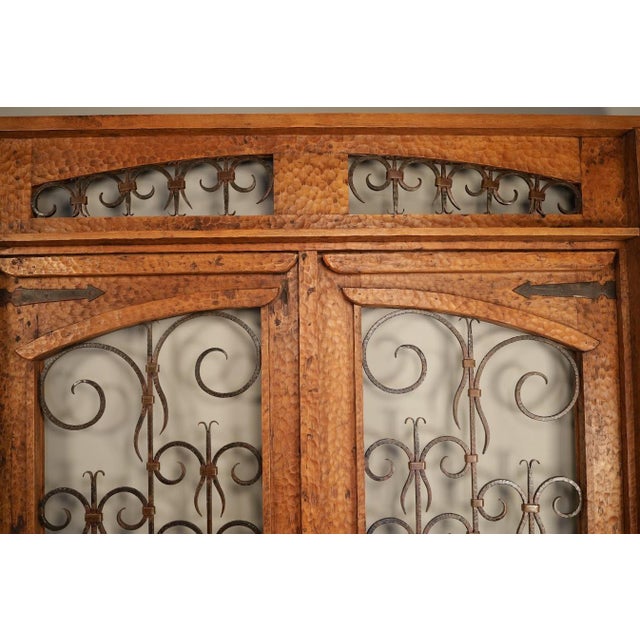 Handcrafted Solid Wood Rustic Double Exterior Door – Custom Mexican Design Made to Order For Sale - Image 11 of 16