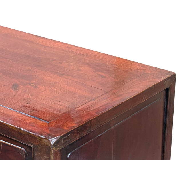 Vintage Chinese Carving Brown Drawers Side Table Credenza Cabinet For Sale - Image 10 of 14