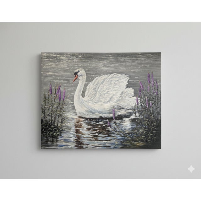 Swan Cruising Acrylic on Canvas Painting from Kanayo Ede Fine Art Studio in metro Atlanta. Canvas is 30in x 40in Gallery...