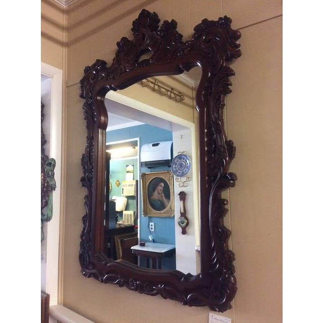 Rococo Vintage Rococo Style Mirror, Mahogany Frame Mirror For Sale - Image 3 of 6