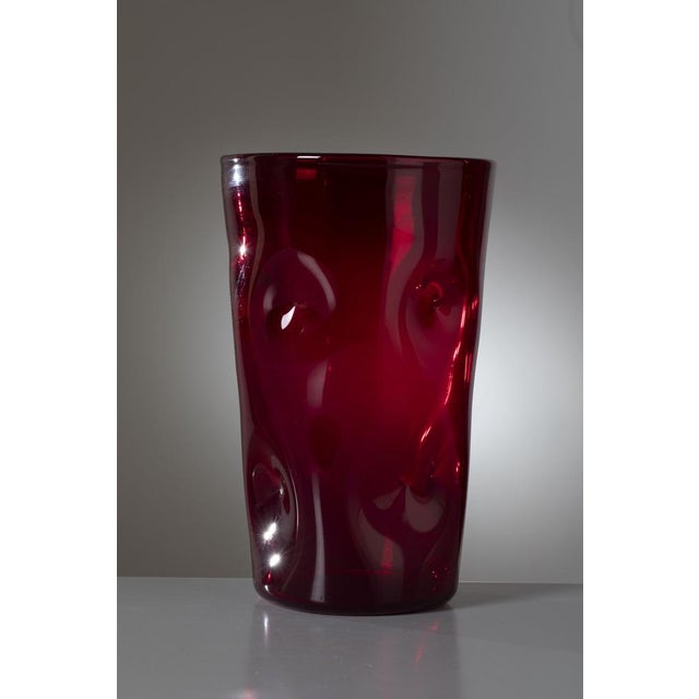 Mid-Century Modern Empoli Glass Vase in Ruby Red, Italy, 1950s For Sale - Image 3 of 10